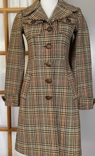 Divided H&M Wool Blend Trench Coat Womens 4 Houndstooth Beige Orange Classic picture