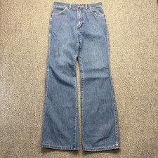 Vintage Wrangler Flare Leg Jeans Blue Denim Made in USA Talon Zipper 33 Medium picture