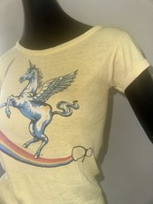 Vtg 70s 80s OP Ocean Pacific Cap Sleeve Scoop Next T Shirt Unicorn Rainbow Women picture