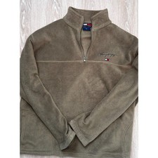 Vintage Tommy Hilfiger Sports Club XL Olive Brown Quarter Zip Fleece Pullover picture