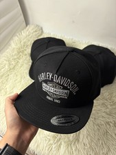 Harley Davidson Trucker Hat Embroidered Patch Black Snapback Cap picture