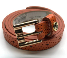 Bon Bonito Belt Orange Womens Sz 32 Leather Made In Colombia Silver Buckle 5/8