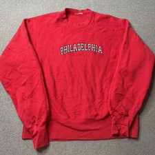 Vintage Hanes Sweatshirt Mens Large Red Fleece Philadelphia Pennsylvania USA 90s picture