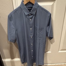 Mizzen+Main Leeward Men's Slim Fit Size M Blue/White Geometric Button-Up Shirt picture