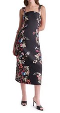 NWT BCBG Women's Floral Print Square Neck Satin Midi Dress Size 6 picture