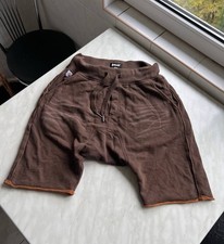 Vintage Schott NYC Brown Drop Crotch Sweat Shorts Raw Hem Avant-Garde Darkwear picture