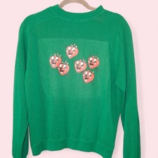 Reworked Vintage 80s Strawberry Crewneck Sweatshirt 70s Graphic Medium picture