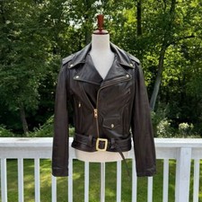 Vintage Lesco Women’s Motorcycle Brown Leather Jacket Talon Zipper. picture