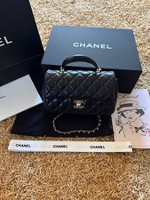 Chanel Classic Double Flap Shoulder Bag Black Patent Leather Silver Hardware picture
