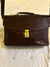 Vintage Burberry Brown Leather Satchel/Briefcase w/ top handle & Shoulder Strap picture