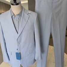 New Tailored Seersucker Suit 40s 34w Full Canvas Ben Silver Solbiati Cotton picture