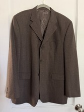 Alexandre London Savile Row Mens Wool Blazer 42R Brown Charcoal Flecked Jacket picture