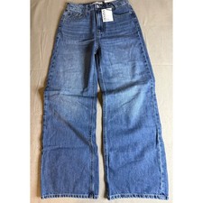 Zenana Women Medium Wash High Waisted Wide Leg Cotton Jeans DTP-1973MM Size 27 picture
