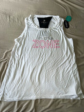 Rise by LuLaRoe Women’s White Tank Top L Crew Neck Graphic