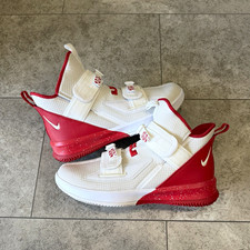 Nike LeBron Men’s Mid Top Basketball Sneakers White/Red Strap Closure picture