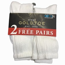 Gold Toe Sport Cotton Crew Socks 8 Pack White AquaFX Cushioned Men's Size 6-12.5 picture
