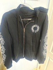 Chrome Hearts Men's Black Graphic Print Full Zip Hoodie, Size M picture