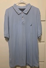 Nautica Men's Blue Solid Polo Shirt XL Regular Short Sleeve Collared Button picture