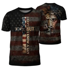 I Can't But I Know a Guy Lion and Jesus Freedom Graphic AOP T-Shirt S-5XL picture