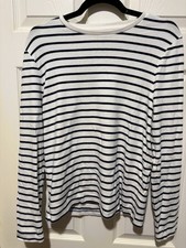 j crew black white stripe cotton Tee Xl picture
