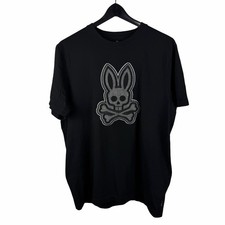 Mens Psycho Bunny Pima Cotton Big Embroidered Logo Black Shirt Size 6 picture