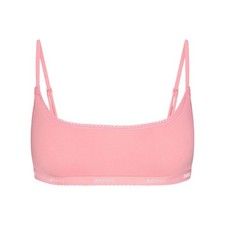 Skims Lightweight Cotton Logo Picot Scoop Bralette - New - Melon Tonal - XS picture