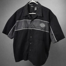 Vintage Harley-Davidson open-collar back-print short-sleeved work shirt men 2XL picture