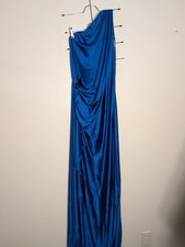 One-Shoulder Royal Blue Draped Maxi Dress picture
