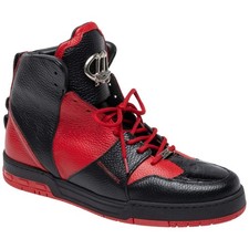 Mauri Men's Baby Crocodile Skin & Leather Black/Red HOOK Sneakers (USA Men Size) picture