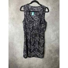 Maurices Womens Dress Large Black Floral Pleated Elastic Tie Waist Sleeveless picture