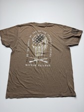 Howitzer Shirt Mens Large Brown Defend Freedom Flag Graphic Tee Patriotic USA picture