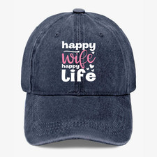 Happy Wife Happy Life Hat Funny Marriage Saying Baseball Cap picture
