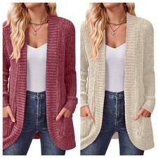 2 Pack Womens Long Cardigan Sweater Lightweight Open Front Long Sleeve w Pockets picture