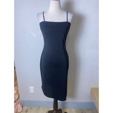Vintage 90s Pure Sugar Black Spaghetti Strap Bodycon Midi Dress Women Small picture