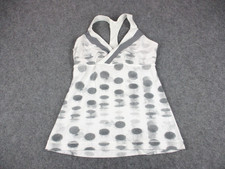 Lululemon Tank Top Womens 8 White Polka Dot Built In Bra Yoga Gym Athletic picture