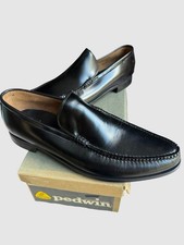 Vintage 1950s Pedwin Black Leather Moc Toe Loafers Mens 11 B NOS Deadstock G90 picture