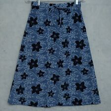 Sag Harbor A-Line Lounge Skirt Women's Size PS Blue Floral Drawstring Polyester picture