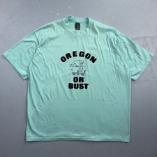 Oregon Or Bust Funny VTG T Shirt Single Stitch Text Horse Donkey Farmer Animals picture