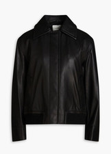 Vince Lambskin Leather Bomber Jacket in Black Women Large Designer NWOT $1395 picture