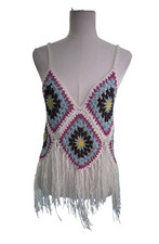 Rehab Women's Crochet Fringe Top Size S Boho Festival Beach Swim Cover Up picture