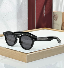 JACQUES MARIE MAGE CLEMENS Black Round Sunglasses Gray Lens 46-25-146 picture