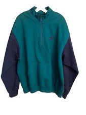 Super Vintage Nike 1/2 Zip Sweatshirt - Teal & Blue - Adult Large - Excellent picture