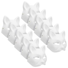 MAELSTROM 10Pcs Cat Masks Therian Mask White Animal Adults, - 10pcs picture