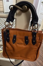Miu Miu Brown/Blue Leather Satchel Top Handle Bag Zip Gold HW Strap & Card picture