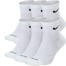 Nike Everyday Cushioned Drifit Unisex Ankle Socks, Size MEDIUM - White - 6 pairs picture