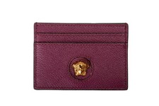 Versace Deep Purple 100% Leather Gold Medusa Card Case Holder picture