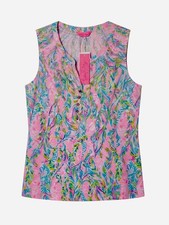 NWT Lilly Pulitzer Essie Sleeveless Top Women's XL Unicorn of the Sea Multi PInk picture