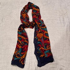 Vintage Ginnie Johansen Silk Scarf 1990 Baroque Floral Scroll Made in Japan picture