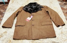 VTG NOS Towncraft JC Penney Wool Faux Fur Collar Brown Coat Jacket Mens 44 NEW picture