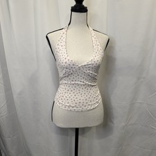 70s Halter Bra Top Womens S Flower Print Crop Hippie Festival Y2K picture
